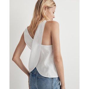 Madewell 100% Linen Cross-Back Sleeveless Top Eyelet White Size 4 NWT